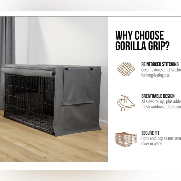 NIB Gorilla Grip Heavy Duty Dog Crate Cover, taupe - Picture 4 of 9